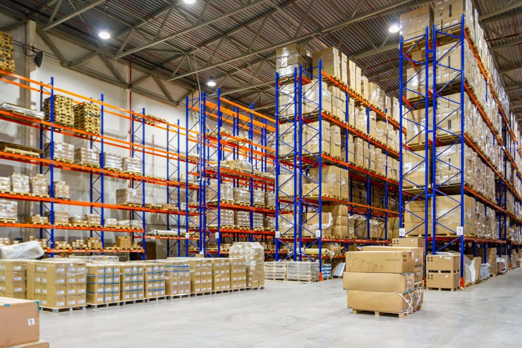 Warehouse worker wearing exoskeleton
