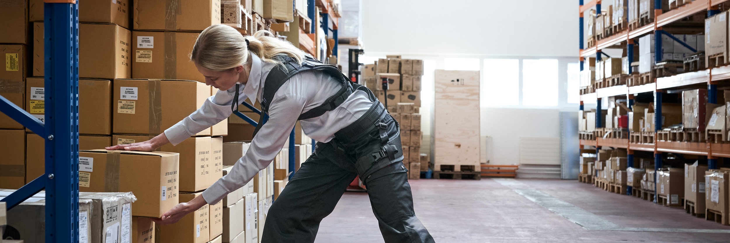 Industrial workers in a logistics facility
